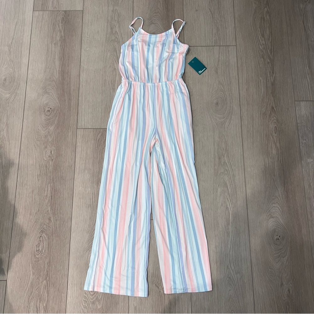Striped Sleeveless Jumpsuit with Back Detail